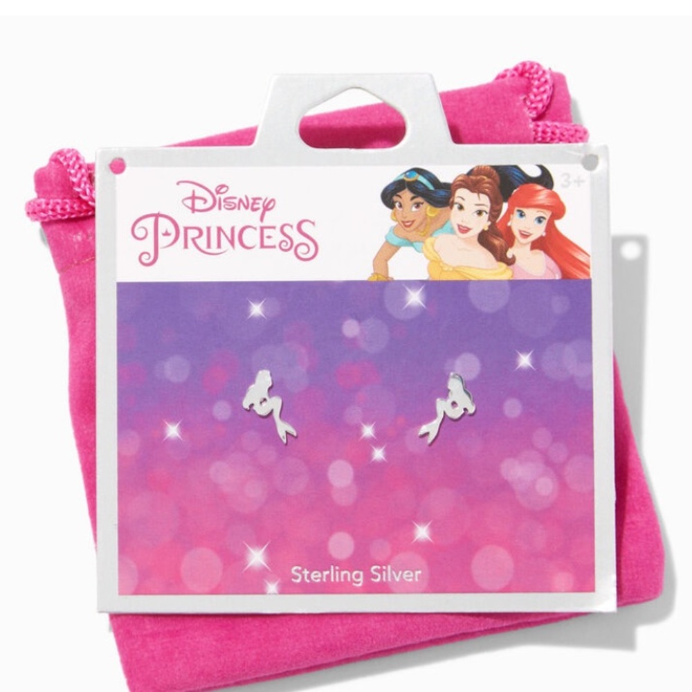 Disney Princess ARIEL LITTLE MERMAID Stud Sterling Silver Earrings